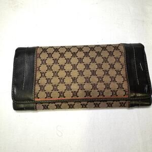 Celine Leather and fabric Monogram long wallet